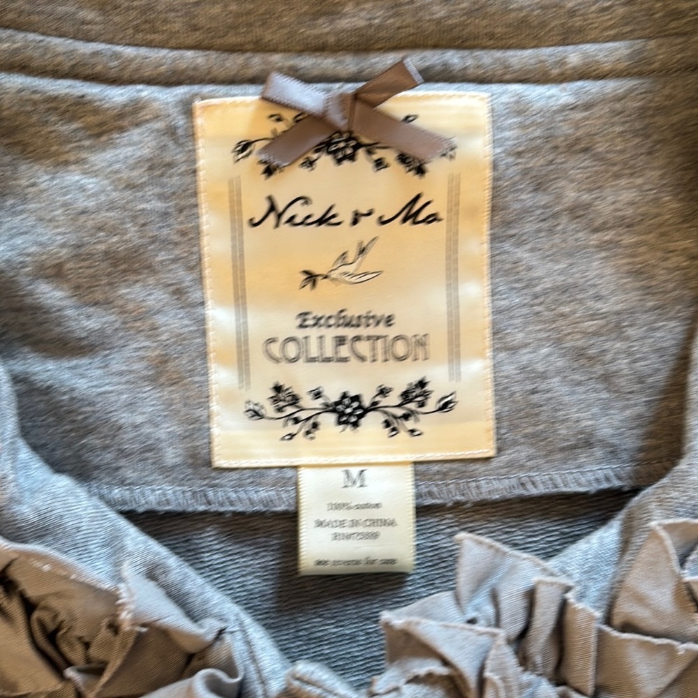 Gray Ruffled Button-Up Jacket - image 2